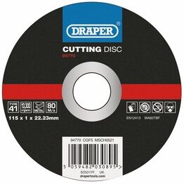 Draper 94770 Metal Cutting Disc, 115 x 1 x 22.23mm