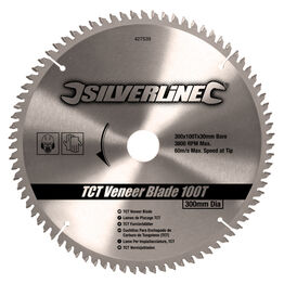 Silverline TCT Veneer Blade 100T - 300 x 30 - 25, 20, 16mm Rings