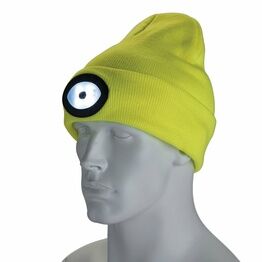 Draper 10008 Beanie Hat with Rechargeable Torch, One Size, 1W, 100 Lumens, High-vis Yellow