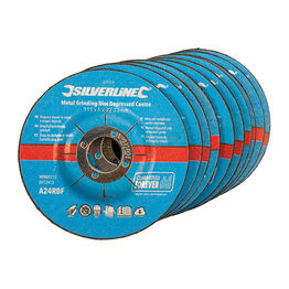 Silverline Metal Grinding Discs Depressed Centre 10pk - 115 x 6 x 22.23mm
