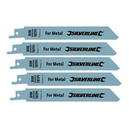 Silverline Recip Saw Blades for Metal 5pk - Bi-Metal - 18tpi - 150mm