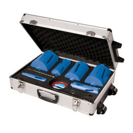 Silverline Diamond Core Drill Kit 6-Core 12pce 38, 52, 65, 107, 117 & 127mm Dia