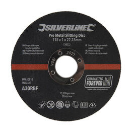 Silverline Pro Metal Slitting Disc 10pk 115 x 1 x 22.23mm