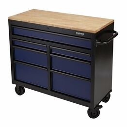 Draper 08222 BUNKER&#174; Workbench Roller Tool Cabinet, 7 Drawer, 41", Blue