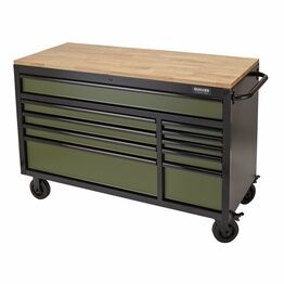 Draper 08236 BUNKER&#174; Workbench Roller Tool Cabinet, 10 Drawer, 56", Green