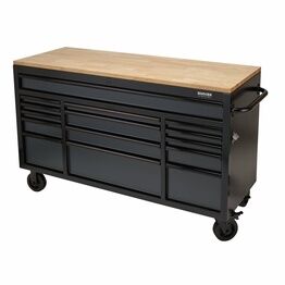 Draper 08238 BUNKER&#174; Workbench Roller Tool Cabinet, 15 Drawer, 61", Grey