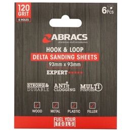 Abracs Hook & Loop Delta Sanding Sheets Pack 6