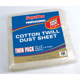 SupaDec CTDS3 Pro Cotton Twill Dust Sheets Twin Pack