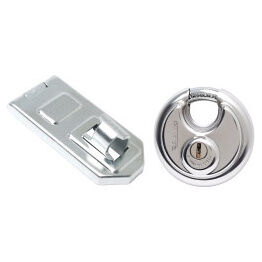Sterling PHS200 Heavy Security Disc Padlock & 120mm Disc Padlock Specific Hasp & Staple Solution Pack