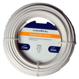 Commtel FLPP028STV White Coax Cable 25m