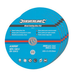 Silverline Metal Cutting Discs Flat 5pk 230 x 3 x 22.23mm