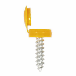 Sealey NPY50 Number Plate Screw with Flip Cap 4.2 x 19mm Yellow Pack of 50