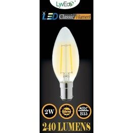 Lyveco 4611 SBC Clear LED 2 Filament 240 Lumens Candle 2700K