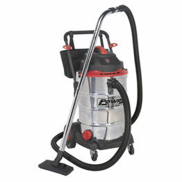 Sealey PC460 Vacuum Cleaner Wet & Dry 60ltr Stainless Drum 1600W/230V