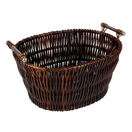 Hearth & Home HH305 Dark Wicker Basket With Chrome Handles