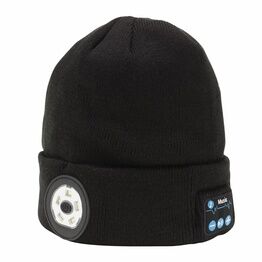 Draper 28346 Smart Wireless Rechargeable Beanie with LED Head Torch and USB Charging Cable, Black, One Size
