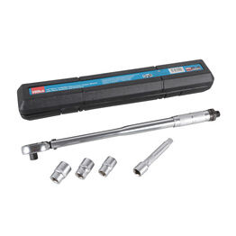 Hilka 1/2” Drive 28-210Nm Micrometer Torque Wrench with Three Sockets and Extension
