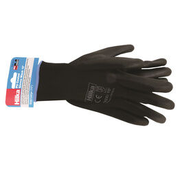 Hilka Large 10" Black PU Work Gloves