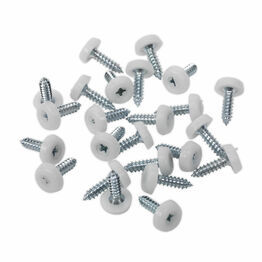 Sealey PTNP1 Number Plate Screw Plastic Enclosed Head 4.8 x 18mm White Pack of 50