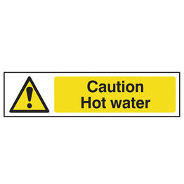 Scan Caution Hot Water - PVC Sign 200 x 50mm