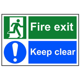 Scan Fire Exit Keep Clear - Split PVC Sign 300 x 200mm