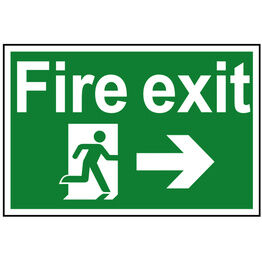 Scan Fire Exit Running Man Arrow Right - PVC Sign 300 x 200mm