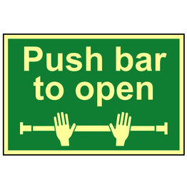 Scan Push Bar To Open - Photoluminescent 300 x 200mm