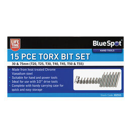 BlueSpot Tools TORX Bit Set, 15 Piece