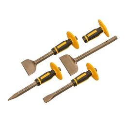 Roughneck Bolster & Chisel Set with Non-Slip Guards, 4 Piece