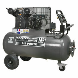 Sealey SAC3153B Compressor 150ltr Belt Drive 3hp with Front Control Panel