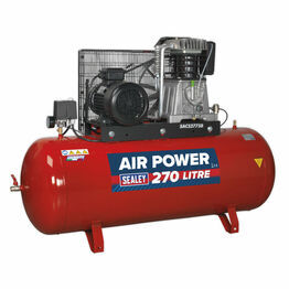 Sealey SAC52775B Compressor 270ltr Belt Drive 7.5hp 3ph 2-Stage with Cast Cylinders
