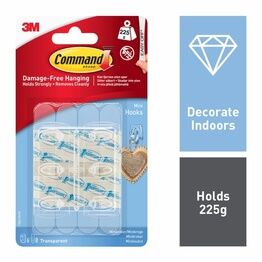 Command™ Mini Clear Hooks with Clear Strips