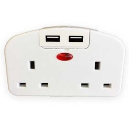 Lyvia 1672 European To UK 2 Gang Socket With 2 USB's
