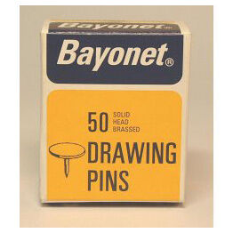 Bayonet 10404 50 Drawing Pins, Solid Head Brassed