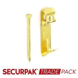 Securpak Trade Pack T10070 Single Picture Hooks & Pins Brass Plated No.1