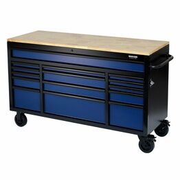 Draper 10747 BUNKER&#174; Workbench Roller Tool Cabinet, 15 Drawer, 61", Blue