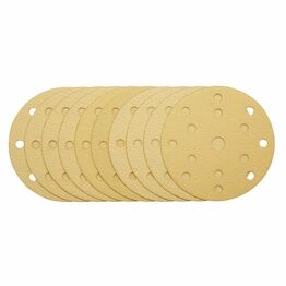 Draper 08473 Gold Sanding Discs with Hook & Loop, 150mm, 120 Grit, 15 Dust Extraction Holes (Pack of 10)