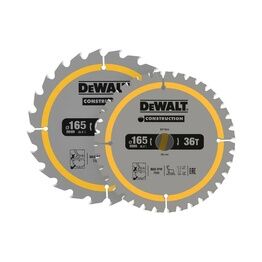 DEWALT DT90270 Construction Circular Saw Blade 2 Pack 165 x 20mm x 24T/36T