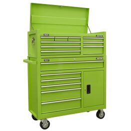 Sealey Topchest & Rollcab Combination 15 Drawer with Ball-Bearing Slides - Green AP41STACKHV