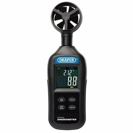 Draper 12445 Handheld Digital Anemometer - Wind Speed and Temperature Meter, 0.4-30m/s and -20 to +70℃