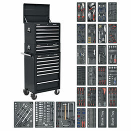 Sealey SPTCOMBO2 Tool Chest Combination 14 Drawer with Ball Bearing Slides - Black & 1179pc Tool Kit