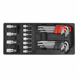 Sealey TBT07 Tool Tray with Hex/Ball-End Hex Keys & Socket Bit Set 29pc