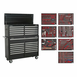 Sealey TBTPBCOMBO4 Tool Chest Combination 23 Drawer with Ball Bearing Slides - Black with 446pc Tool Kit