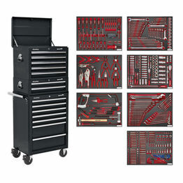 Sealey TBTPCOMBO2 Tool Chest Combination 14 Drawer with Ball Bearing Slides - Black & 446pc Tool Kit