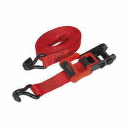 Sealey TD41248JD Ratchet Tie Down 32mm x 4.9m Polyester Webbing with J Hooks 1200kg Load Test - 2 Pairs