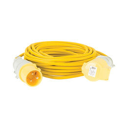 Defender 14M Extension Lead - 32A 2.5mm Cable - Yellow 110V