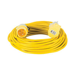 Defender 25M Extension Lead - 16A 1.5mm Cable - Yellow 110V