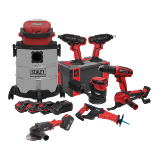 Sealey CP20V Series 8 x 20V Cordless Tool Combo - 4 Batteries CP20VCOMBO4
