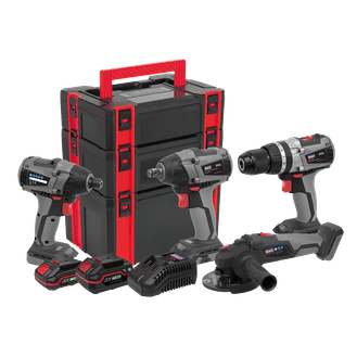Sealey Brushless Tool Combo 4 x 20V - 2 Batteries CP20VCOMBOX1