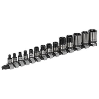 Sealey AK618B TRX-Star* Socket Set 14pc 1/4", 3/8" &amp; 1/2"Sq Drive E4-E24 Black Series